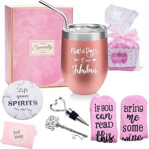 NEW - Not a Day Over Fabulous Wine Tumbler Set